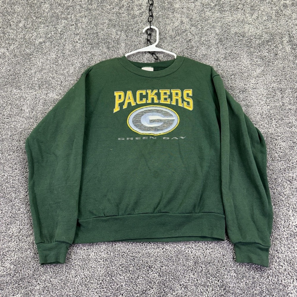Vtg Green Bay Packers Sweatshirt Boys Large Green NFL Football NFL Logo Crewneck